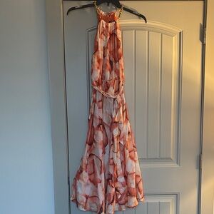 Donna Karan Vibrant Orange Backless Dress